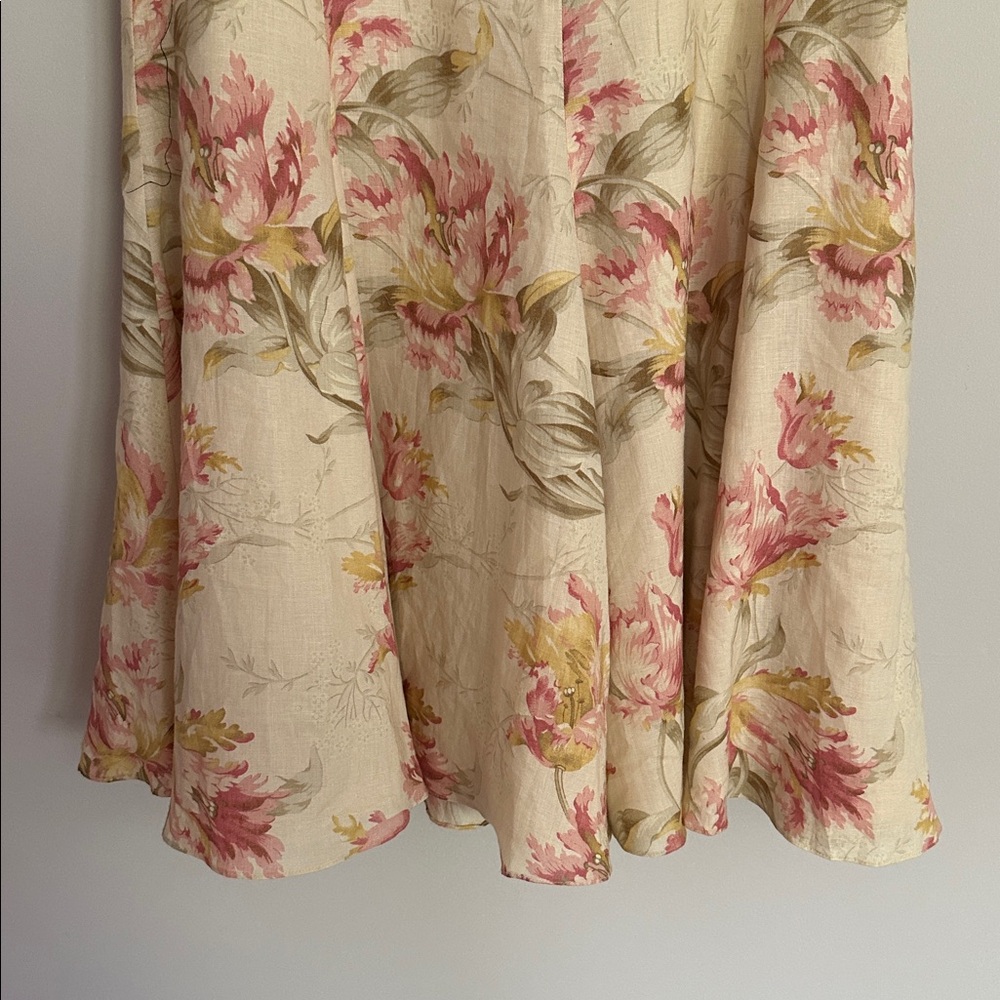 Lauren Ralph Lauren Floral Linen A-Line Midi Skirt - Picture 4 of 9